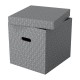 Cutie depozitare Esselte Home Recycled, carton reciclat si reciclabil, 365x320x315 mm, cu capac, 3 bucati/set, gri