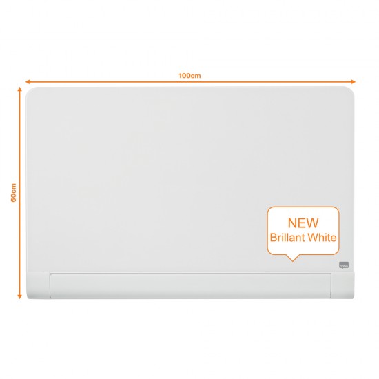 Tabla NOBO Impression Pro Widescreen 45inch, sticla, 100x56 cm, magnetica, colturi rotunjite, include marker, tavita si magneti, alb