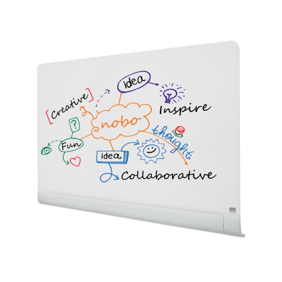 Tabla NOBO Impression Pro Widescreen 57inch, sticla, 126x71 cm, magnetica, colturi rotunjite, include marker, tavita si magneti, alb