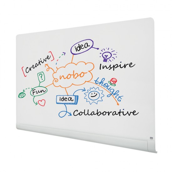 Tabla NOBO Impression Pro Widescreen 85inch, sticla, 190x100 cm, magnetica, colturi rotunjite, include marker, tavita si magneti, alb