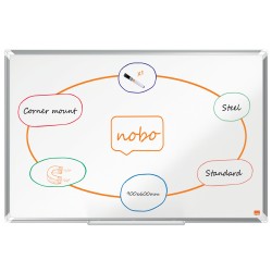 Tabla NOBO Premium Plus, otel lacuit, 90x60 cm, magnetica, include marker si tavita, alb