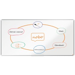 Tabla NOBO Premium Plus, otel lacuit, 200x100 cm, magnetica, include marker si tavita, alb