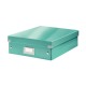 Cutie depozitare Leitz WOW Click & Store Organizer, carton laminat, medie, usor de asamblat, turcoaz
