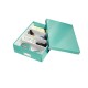 Cutie depozitare Leitz WOW Click & Store Organizer, carton laminat, medie, usor de asamblat, turcoaz