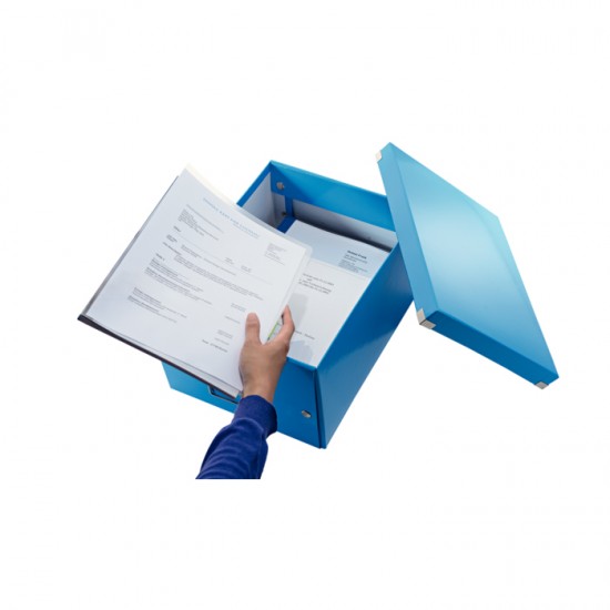Cutie depozitare Leitz WOW Click & Store, carton laminat, medie, albastru