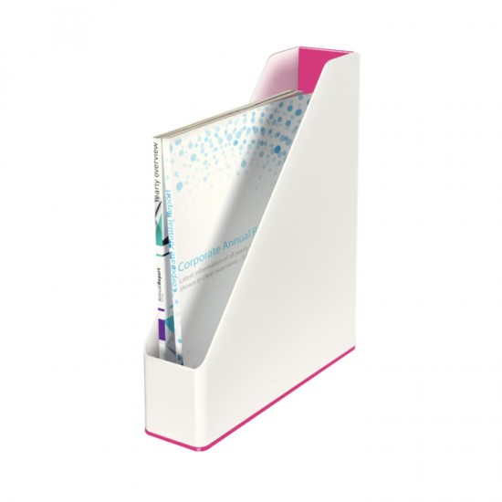Suport vertical Leitz WOW, pentru documente, PS, A4, culori duale, alb-roz