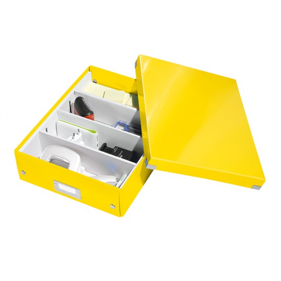 Cutie depozitare Leitz WOW Click & Store Organizer, carton laminat, medie, galben