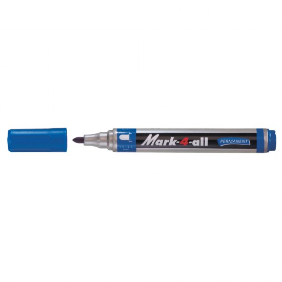 Marker permanent Stabilo Mark-4-All, corp plastic, varf rotund, 1.5-2.5 mm, albastru