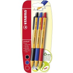 Pix cu mecanism Stabilo Pointball, 0.5 mm, 3 bucati/blister Pix cu mecanism Stabilo Pointball, 0.5 mm, 3 bucati/blister