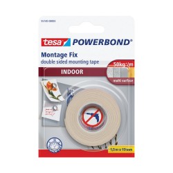 Banda dublu adeziva buretata Tesa pentru interior, 19 mm x 1.5 m Banda dublu adeziva buretata Tesa pentru interior, 19 mm x 1.5 m