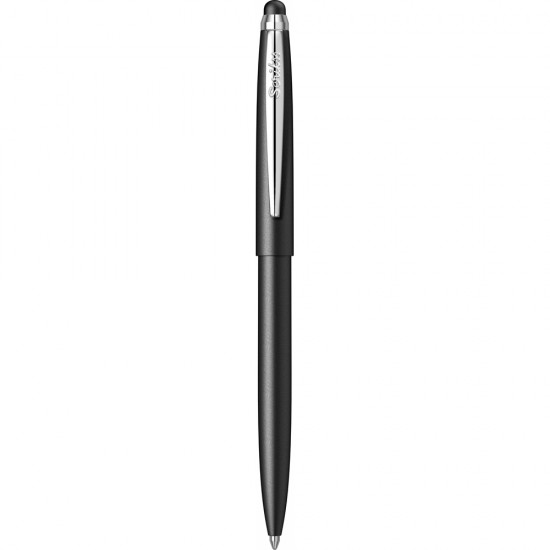 Pix cu mecanism Scrikss Stylus Matt Black, negru touch vf M scriere albastra
