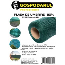 Plasa De Umbrire ,2x10 M,80g/m2,80%
