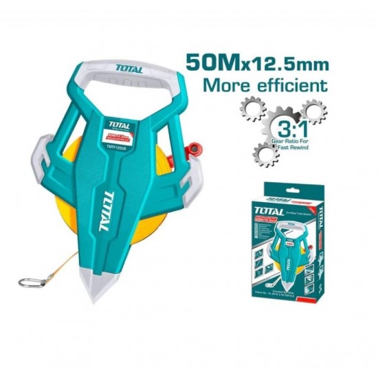 "total - Ruleta 50m X 12,5mm - Eficienta 3:1 - Fibra Sticla