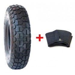 Set Cauciuc + Camera Roaba - 3.50-8 (mixt) - 8prdungi Verde + Galben