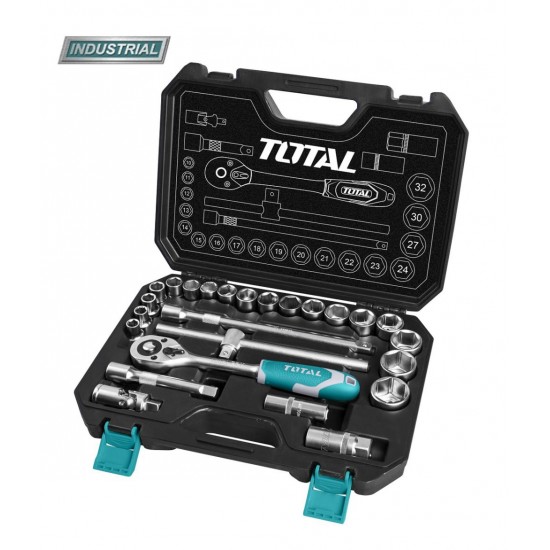 Total - Trusa De Chei Tubulare 1/2 Cu Antrenor 25 Piese (industrial)