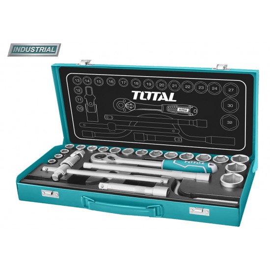 Total - Trusa De Chei Tubulare 1/2 Cu Antrenor 24 Piese (industrial)