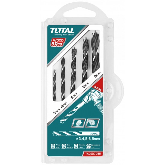 Total - Set Burghiu Spirala Pentru Lemn: 5buc