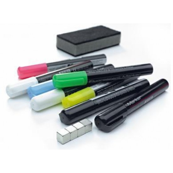 Starter Set Pro Pentru Table Din Sticla (8 Markere, 4 Magneti, 1 Burete Magnetic), Smit