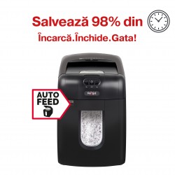 Distrugator Documente Automat Rexel Auto+ 130x, P4, Cross-cut (confeti), 130 Coli, Cos 26l, Negru