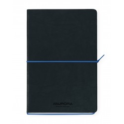 Caiet A5, 192 File-hartie Cream Fsc80 G/mp, Coperta Soft-touch Negru-albastru,aurora Tesoro-dictando