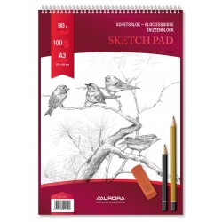 Bloc Desen Cu Spirala, A3, 100 File - 90g/mp, Pentru Schite Creion, Aurora Esquisse - Hartie Alba