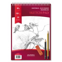Bloc Desen Cu Spirala, A4, 100 File - 90g/mp, Pentru Schite Creion, Aurora Esquisse - Hartie Alba