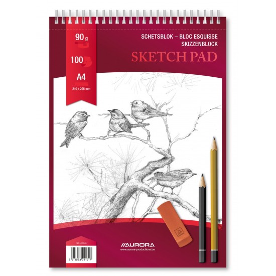 Bloc Desen Cu Spirala, A4, 100 File - 90g/mp, Pentru Schite Creion, Aurora Esquisse - Hartie Alba
