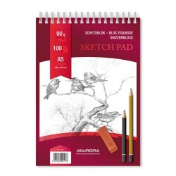 Bloc Desen Cu Spirala, A5, 100 File - 90g/mp, Pentru Schite Creion, Aurora Esquisse - Hartie Alba