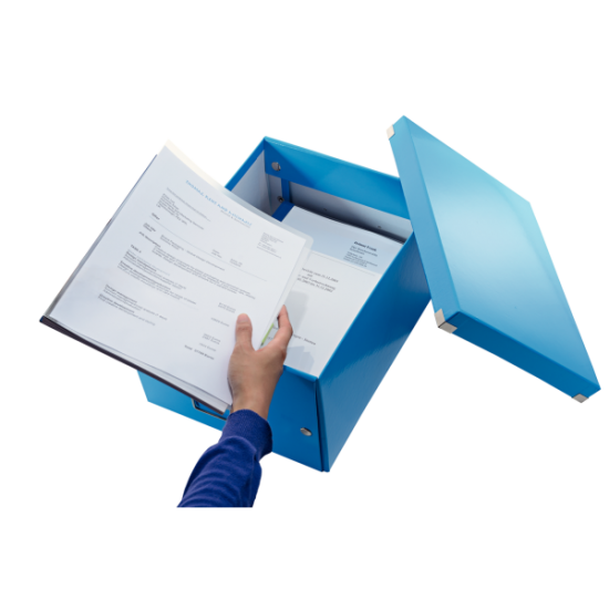 Cutie Depozitare Leitz Wow Click & Store, Carton Laminat, Medie, Albastru