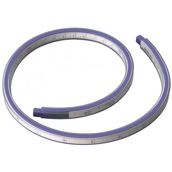 Rigla Flexibila Din Plastic, 30cm, Pentru Desenat Suprafete Curbe, Alco - Alb/albastru