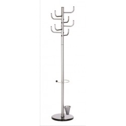 Cuier Metalic Argintiu Alco, 172/40cm; Cu 8 Agatatori Metalice, Suport Umbrele