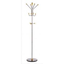 Cuier Metalic Argintiu Alco, 185/40cm, 11 Agatatori Metalice Cu Accesorii Din Lemn