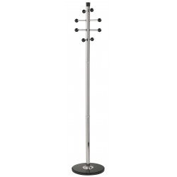 Cuier Metalic Argintiu Alco, 175/38cm, 8 Agatarori Metalice Cu Accesorii Din Lemn, Suport Umbrele
