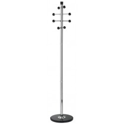 Cuier Metalic Cromat Alco, 175/38cm, 8 Agatatori Metalice Cu Accesorii Din Lemn Negre