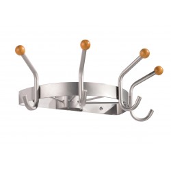 Cuier Metalic De Perete Alco, Cu 4 Agatatori Metalice Cu Accesorii Din Lemn - Argintiu