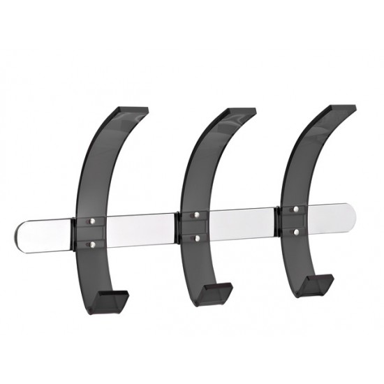 Cuier Metalic Cromat Alco Design, De Perete, Cu 3 Agatatori Din Acril