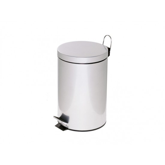 Cos Metalic Cu Pedala Si Capac, Forma Rotunda, 12 Litri, Alco - Argintiu