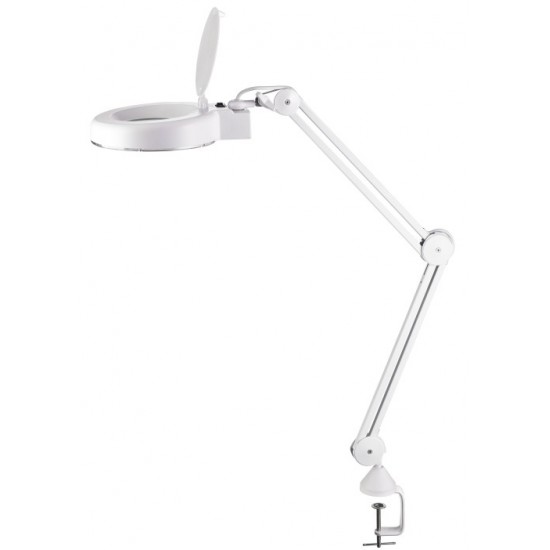Lampa Cu Led, 9.6w, 3655 Lux - 30cm, Cu Brat Dublu Flexibil, Lupa Incorporata, Clema Prindere, Alco