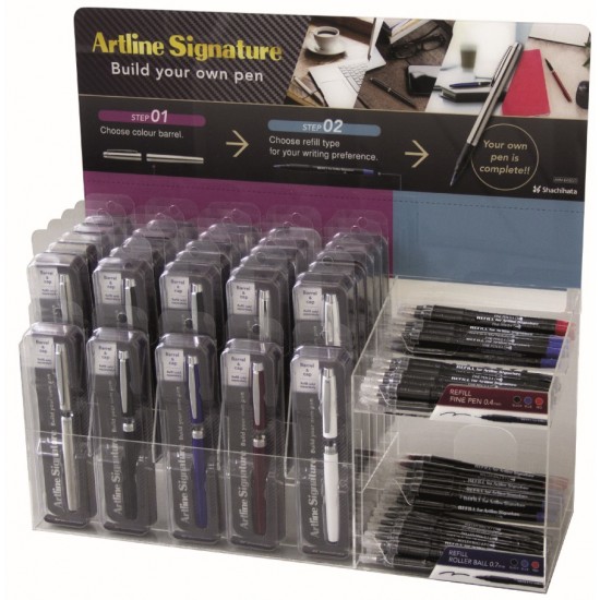 Display Artline Signature Pen, 30 Carcase Pix + 48 Rezerve/display - Diverse Culori