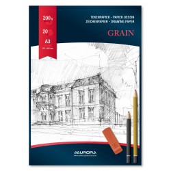 Bloc Desen A3, 20 File - 200g/mp, Aurora Grain - Carton Alb