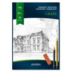 Bloc Desen A3, 20 File - 120g/mp, Aurora Grain - Carton Alb