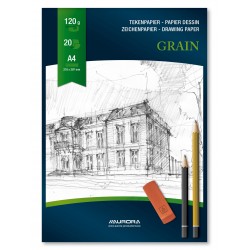 Bloc Desen A4, 20 File - 120g/mp, Aurora Grain- Hartie Alba