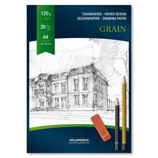 Bloc Desen A4, 20 File - 120g/mp, Aurora Grain- Hartie Alba