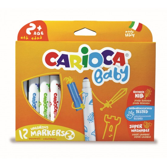 Carioca Super Lavabila, Varf Rotunjit Special, 12 Culori/cutie, Carioca Baby 2+