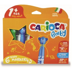 Carioca Super Lavabila, Varf Rotunjit Special, 6 Culori/cutie, Carioca Baby Teddy 1+ Carioca Super Lavabila, Varf Rotunjit Special, 6 Culori/cutie, Carioca Baby Teddy 1+