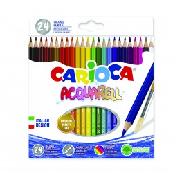 Creioane Colorate Carioca Acquarell, Hexagonale, 24 Culori/cutie - Cutie Carton Creioane Colorate Carioca Acquarell, Hexagonale, 24 Culori/cutie - Cutie Carton