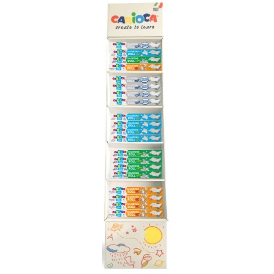 Display Carioca Coloring Roll, 30 X 198 Cm/rola, Hartie Autoadeziva - 12 X 4 Modele Asortate