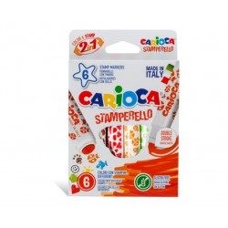 Set 6 Markere Lavabile, Cu 6 Stampile Diverse Forme, Cutie Carton, Carioca Stamperello Set 6 Markere Lavabile, Cu 6 Stampile Diverse Forme, Cutie Carton, Carioca Stamperello