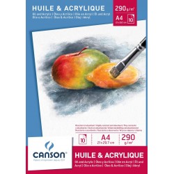 Bloc Desen A4, 10 File - 290 G/mp, Pentru Pictura, Canson Huile & Acrylique