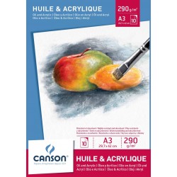 Bloc Desen A3, 10 File - 290 G/mp, Pentru Pictura, Canson Huile & Acrylique